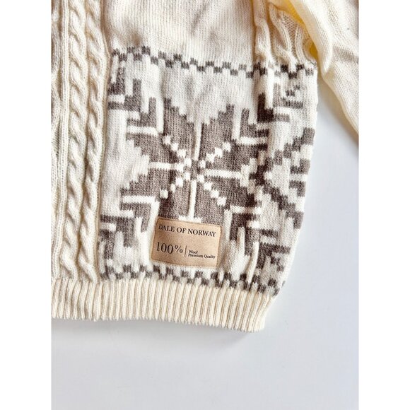 DALE OF NORWAY Karmoy Ivory 100% Wool Cable Knit Snowflake Sweater, Size S - Picture 8 of 15